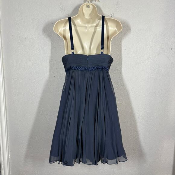 BCBGMAXAZRIA Y2K Baby Doll Tulle Silk Halter Dress Party Date Blue Strappy - S - Picture 6 of 10